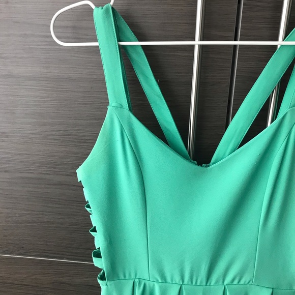 ✨5 for $30✨ ONLY WORN ONCE!! Teal Cutout Dress - Picture 5 of 7